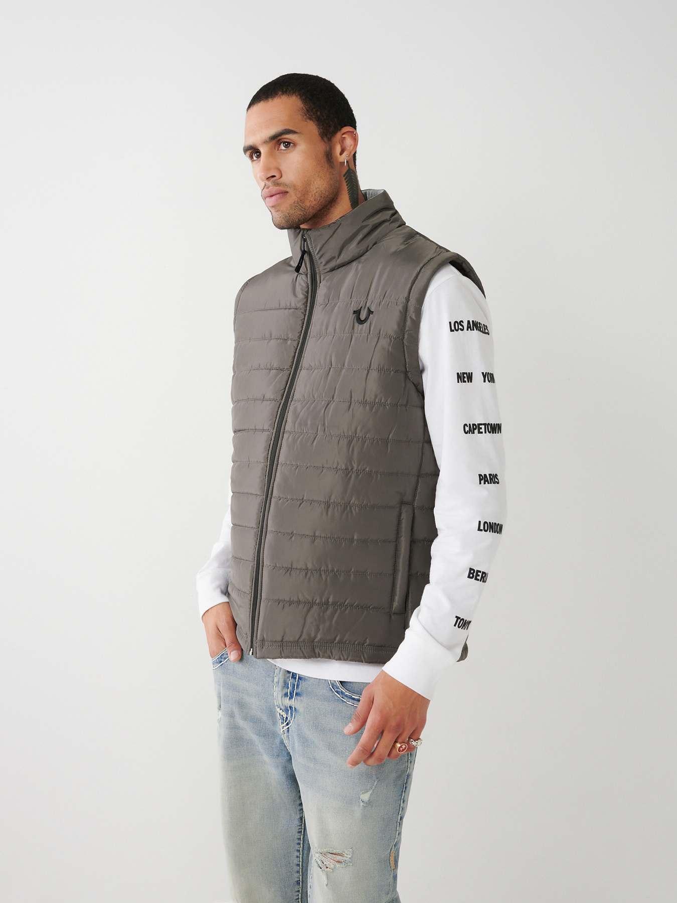 True Religion puffer vest grey